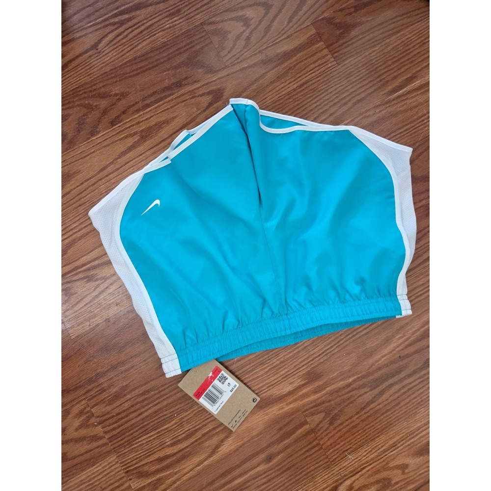 Nike Kids Girls Dry Tempo Running Shorts Teal Blue White 848276-413 Size L